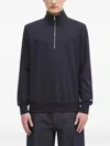 Paul Smith Half-zip Stripe-embroidered Sweatshirt In Blue