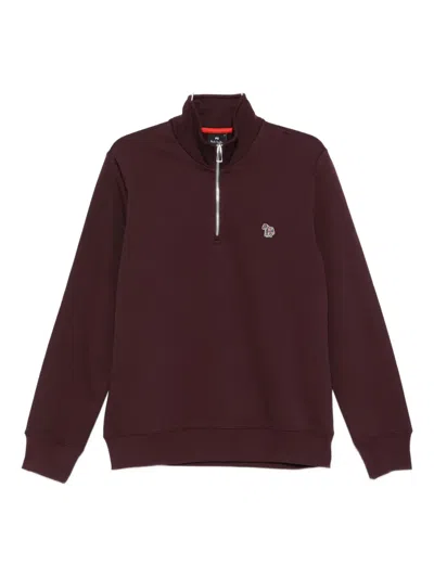 Paul Smith Zip-neck Zebra-logo Sweater In Multi