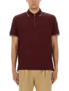Paul Smith Signature Stripe Trim Zip Polo Shirt In Burgundy