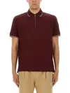 Paul Smith Signature Stripe Trim Zip Polo Shirt In Burgundy