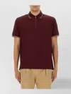 Paul Smith Signature Stripe Trim Zip Polo Shirt In Burgundy