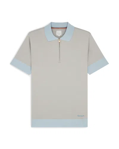 Paul Smith Zip Polo Shirt In Gray