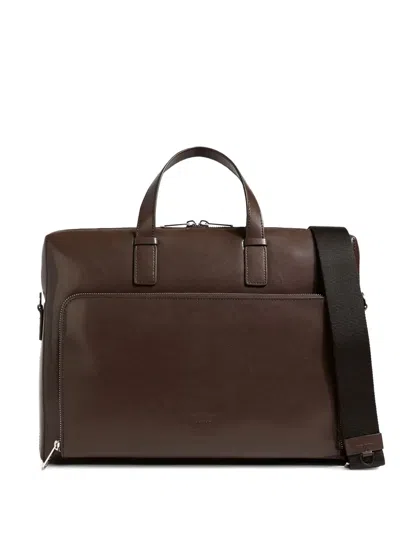 Paul Smith Zip-top Leather Briefcase In Brown