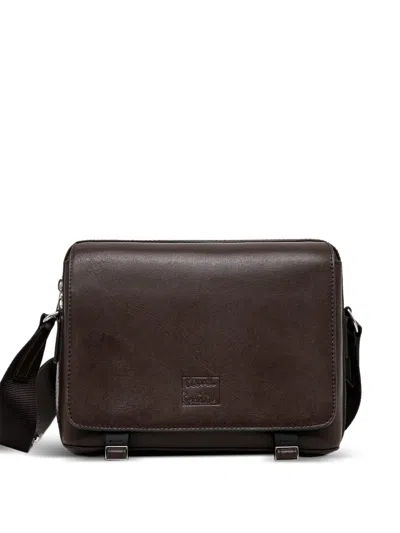 Paul Smith Zip-top Leather Messenger Bag In Brown