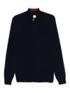 Paul Smith Zip-up Cardigan Funnel Neck In Dark Blue