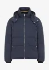 Paul Smith Hooded Navy Blue Polyamide Jacket In Blue