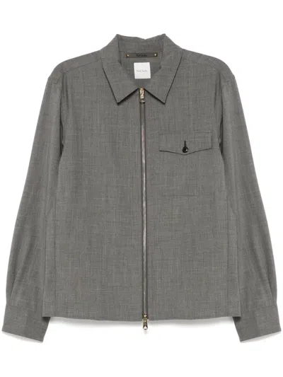 Paul Smith Zip-up Shirt Jacket In Grey