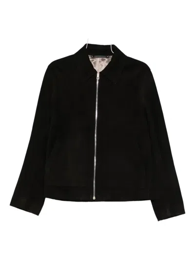 Paul Smith Zip-up Suede Jacket In Black