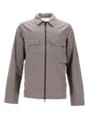 Paul Smith Coated Slub Zip-up Overshirt In Brown