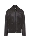 Paul Smith Regular Fit Leather Jacket Collared Design In Black