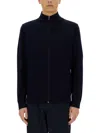 Paul Smith Zip-up Cardigan Funnel Neck In Blue