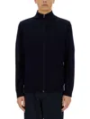 Paul Smith Zip-up Cardigan Funnel Neck In Blue