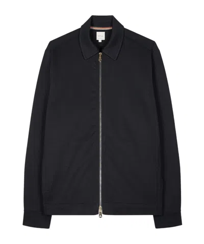 Paul Smith Dark Navy Cotton-blend Jersey Zip Overshirt Blue