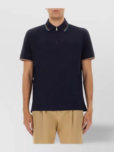PAUL SMITH ZIPPERED COTTON POLO SHIRT