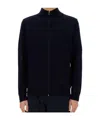 Paul Smith Zip-up Cardigan Funnel Neck In Black