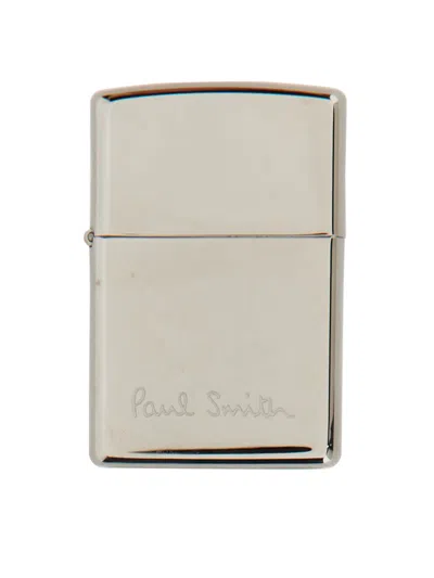 Paul Smith Zippo Lighter With Logo In Silver