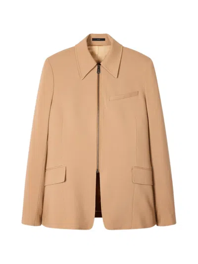Paul Smith Zip-up Pointed-collar Blazer In Brown