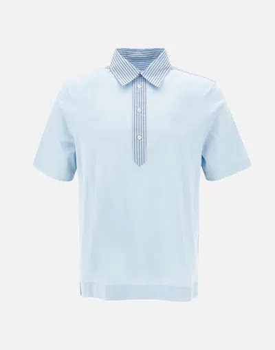 Paul Smith Light Blue Striped Cotton Polo Shirt