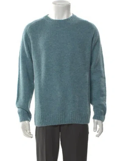 Pre-owned Paul Stuart Alpaca Crew Neck Pullover In Blue