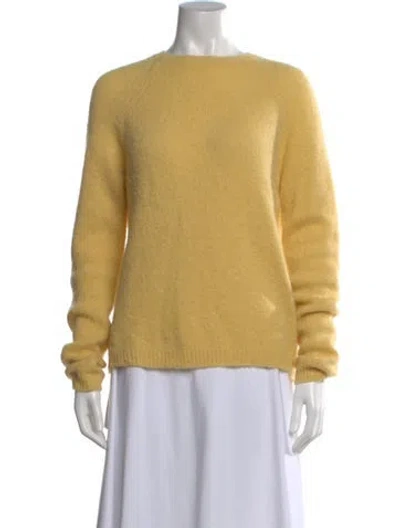 Pre-owned Paul Stuart Alpaca Crew Neck Sweater In Yellow