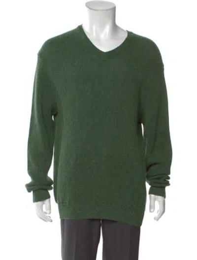 Pre-owned Paul Stuart Alpaca V-neck Pullover In Green