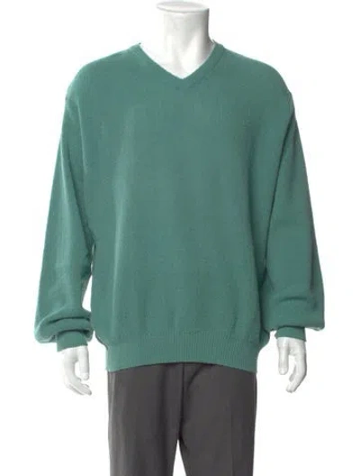 Pre-owned Paul Stuart Alpaca V-neck Pullover In Green