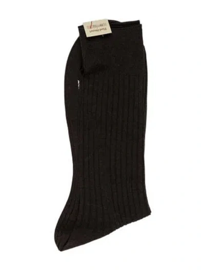 Pre-owned Paul Stuart Brown Cotton  Long Length Socks  W/tags
