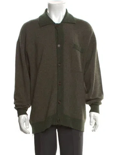 Pre-owned Paul Stuart Cashmere Collar Cardigan In Brown
