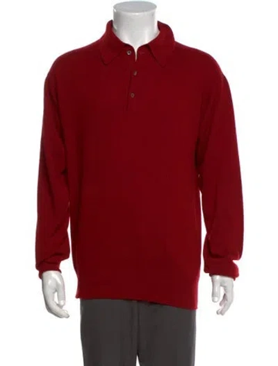 Pre-owned Paul Stuart Cashmere Collar Polo Shirt In Red