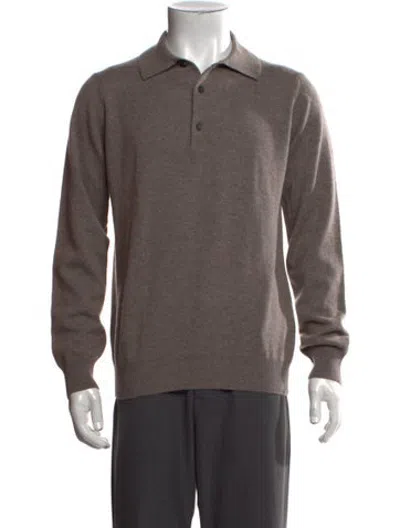 Pre-owned Paul Stuart Cashmere Collar Polo Sweater In Grey