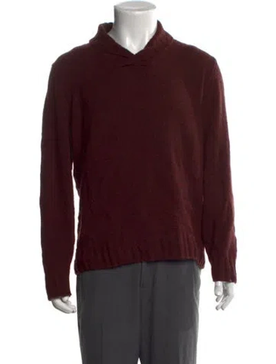 Pre-owned Paul Stuart Cashmere Collar Pullover In Burgundy