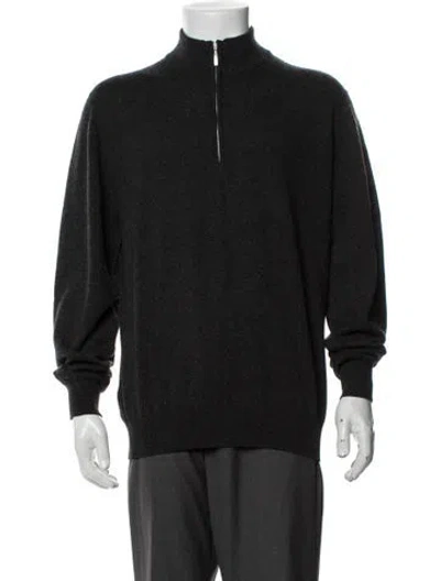 Pre-owned Paul Stuart Cashmere Mock Neck Pullover In Black