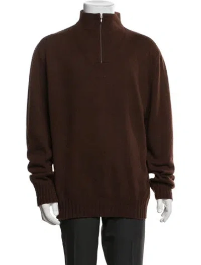 Pre-owned Paul Stuart Cashmere Mock Neck Pullover In Brown