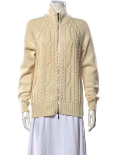 Pre-owned Paul Stuart Cashmere Open Front Sweater In Neutrals