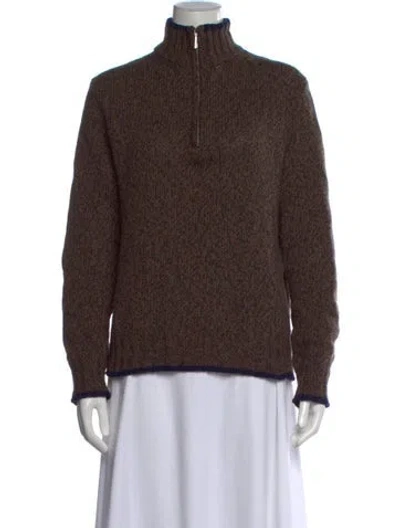 Pre-owned Paul Stuart Cashmere Patterned Sweater In Brown