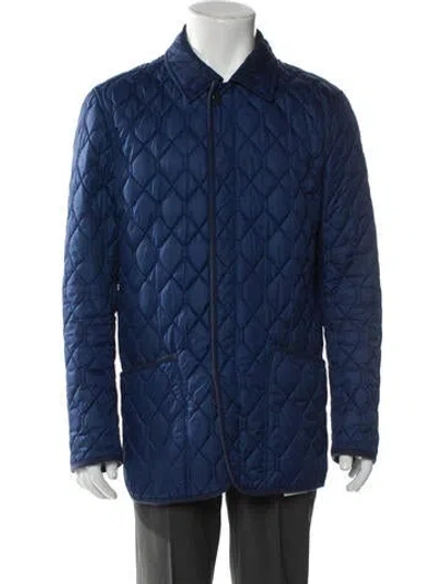 Pre-owned Paul Stuart Cashmere Puffer Coat In Blue