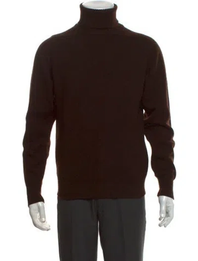 Pre-owned Paul Stuart Cashmere Turtleneck Pullover In Brown