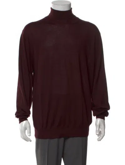 Pre-owned Paul Stuart Cashmere Turtleneck Pullover In Burgundy