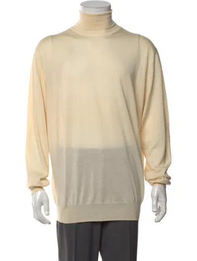 Pre-owned Paul Stuart Cashmere Turtleneck Pullover In Yellow