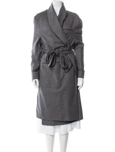 Pre-owned Paul Stuart Cashmere Tweed Pattern Robe In Gray