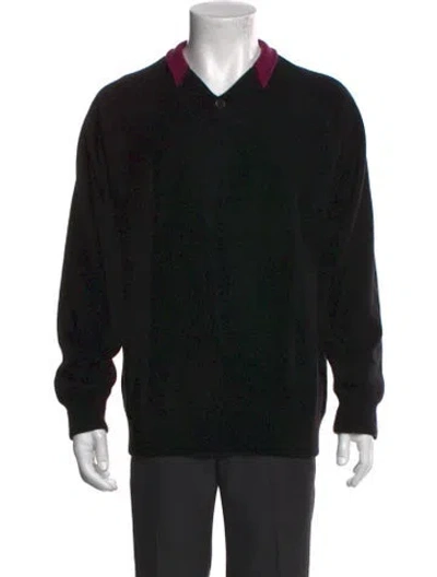 Pre-owned Paul Stuart Cashmere V-neck Cardigan In Black