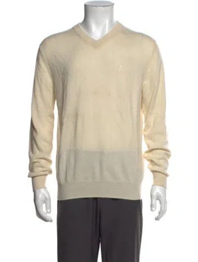 Pre-owned Paul Stuart Cashmere V-neck Pullover In Yellow