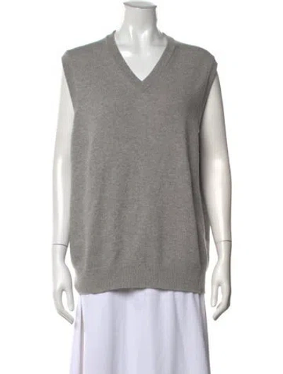 Pre-owned Paul Stuart Cashmere V-neck Sweater In Grey