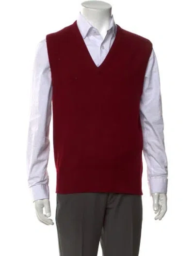 Pre-owned Paul Stuart Cashmere V-neck Sweater Vest In Red