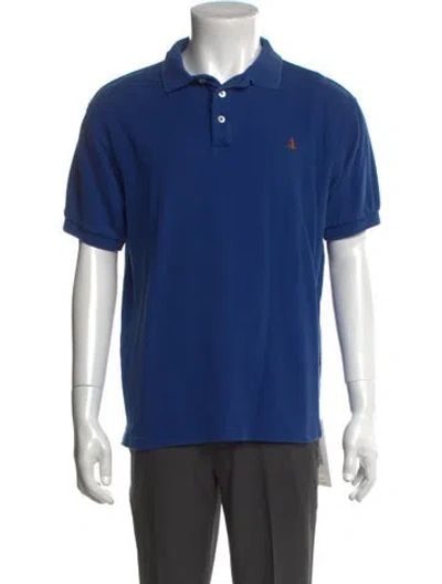 Pre-owned Paul Stuart Collar Short Sleeve Polo Shirt In Blue