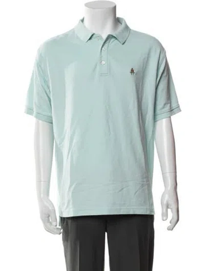 Pre-owned Paul Stuart Collar Short Sleeve Polo Shirt In Blue/green