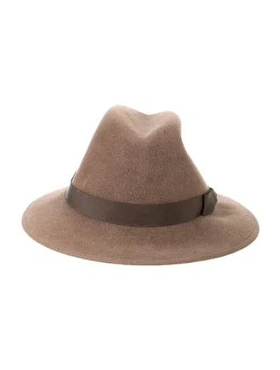 Pre-owned Paul Stuart Felt Grosgrain Fedora In Brown