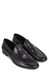 Paul Stuart Harlan Penny Loafer In Black Leather