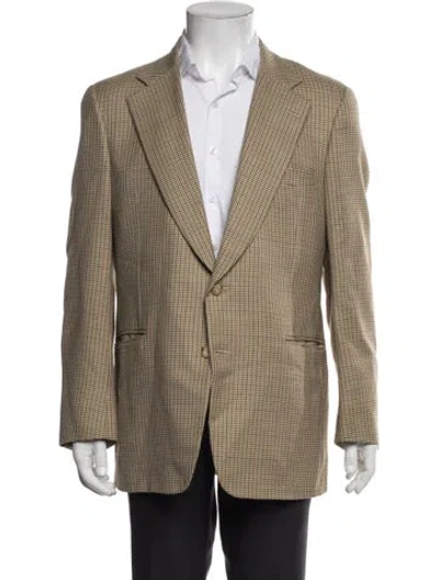 Pre-owned Paul Stuart Houndstooth Print Blazer In Yellow