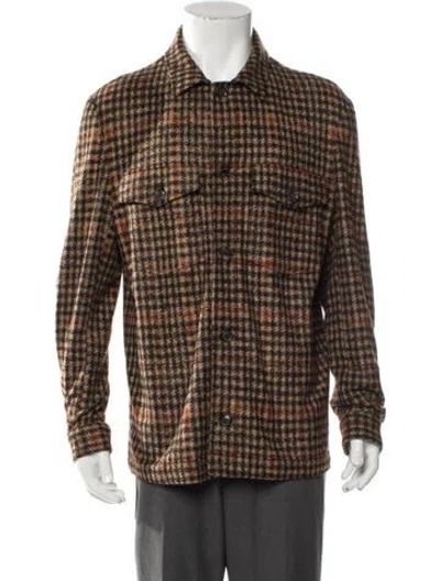 Pre-owned Paul Stuart Houndstooth Print Coat In Multi